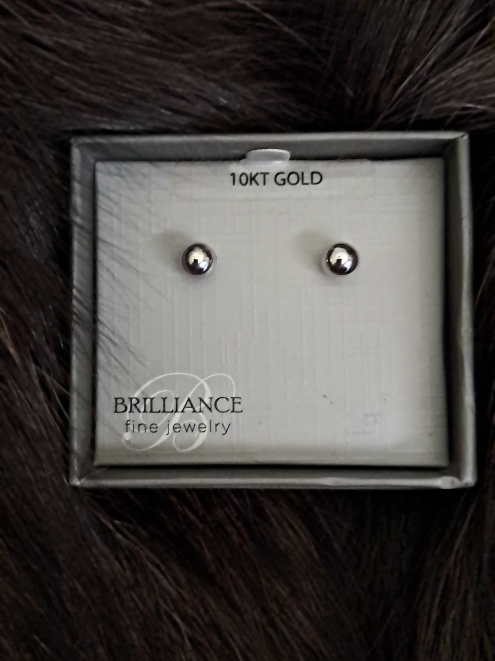 10k White Gold Fine Jewelry  Ball Stud Earrings
